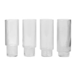 Ferm LIVING Ripple Longdrink-Glas 4er Pack