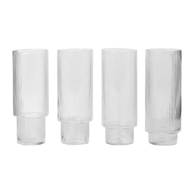 Ferm LIVING Ripple Longdrink-Glas 4er Pack 3 Ferm LIVING Ripple Longdrink-Glas 4er Pack